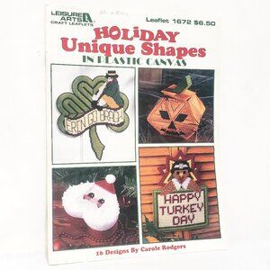 Holiday Unique Shapes Plastic Canvas Leisure Arts 1672 Halloween Christmas 1996